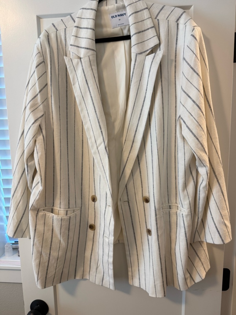 Old Navy Cream Blazer with Black Pinstripes